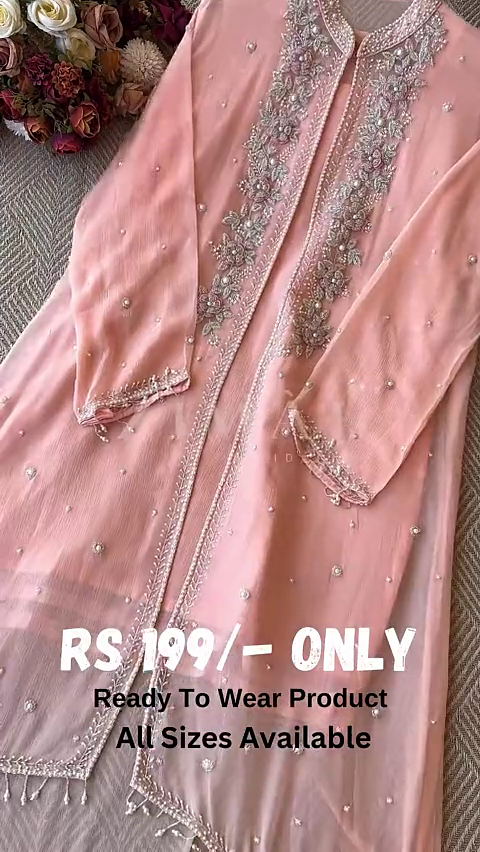 Elegant Peach Designer Kurti Set