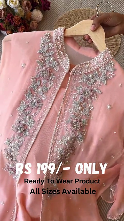 Elegant Peach Designer Kurti Set