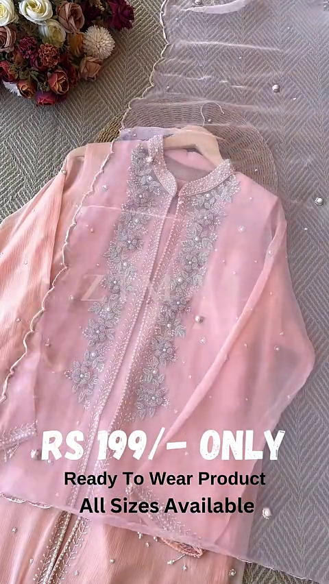 Elegant Peach Designer Kurti Set