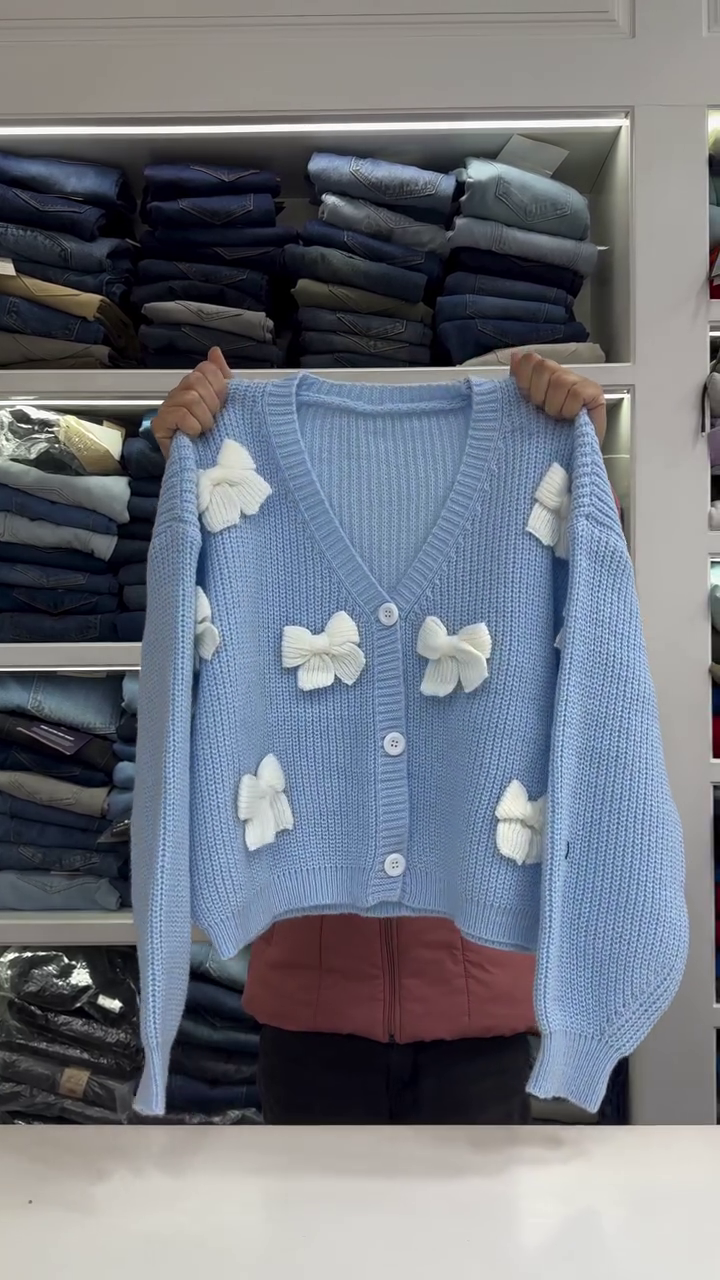 Cute Bow Knit Cardigan – Winter Must-Have 🤍🎀