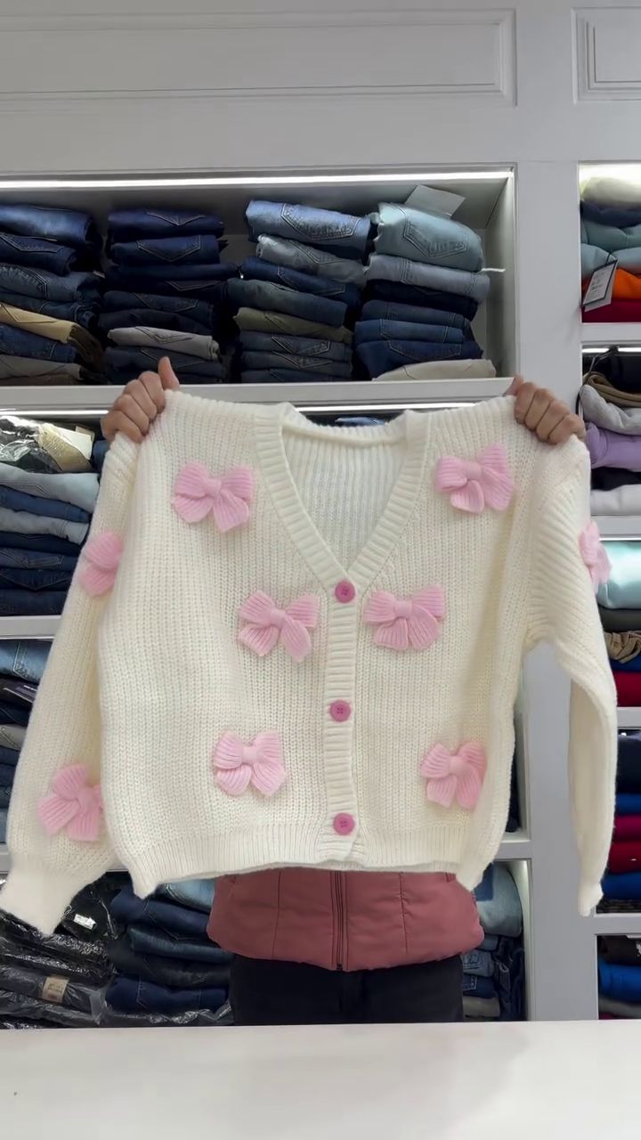 Cute Bow Knit Cardigan – Winter Must-Have 🤍🎀