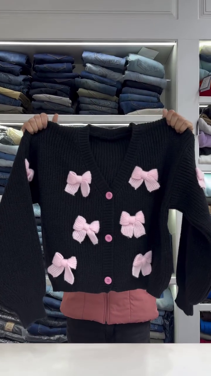 Cute Bow Knit Cardigan – Winter Must-Have 🤍🎀