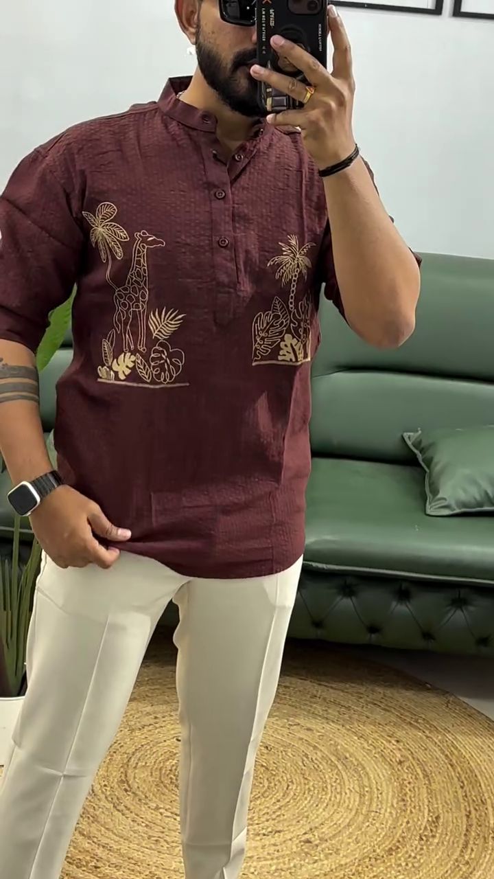 Premium Printed Men’s Short Kurta – Modern Ethnic with a Stylish Edge