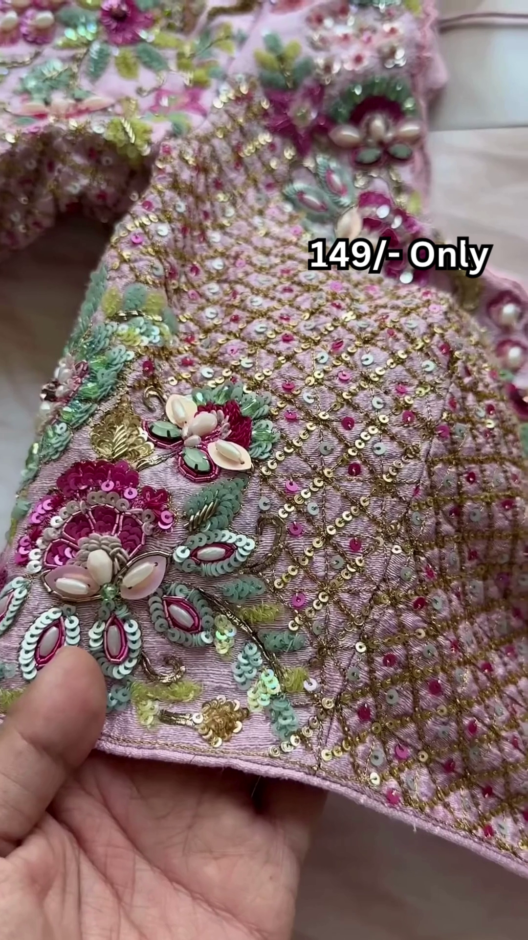 Luxury Hand-Embroidered Bridal Blouse Piece
