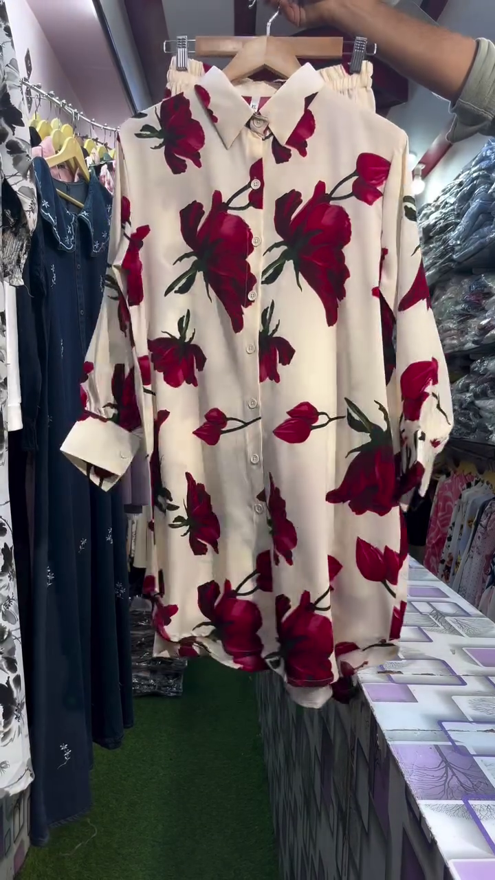 Rose Print Long Shirt