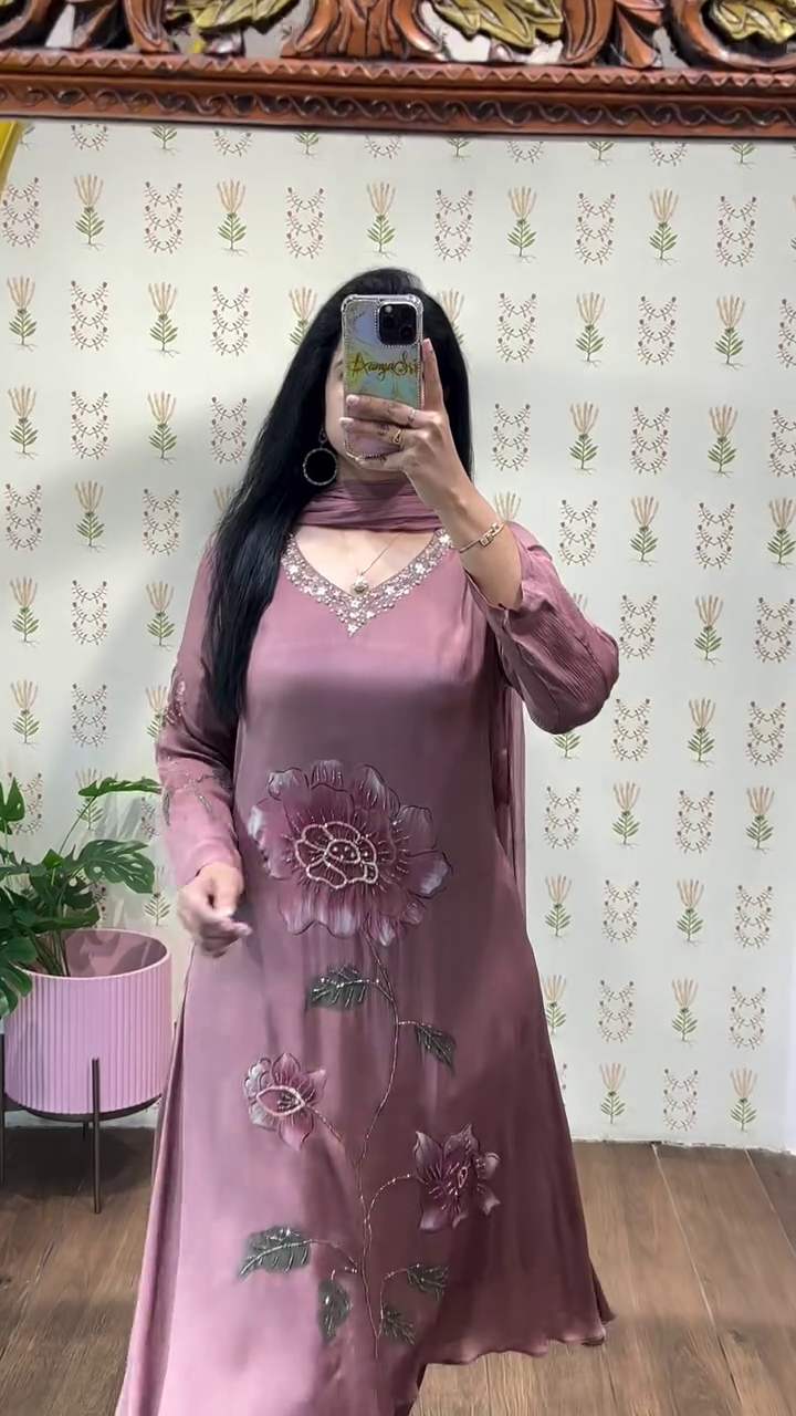 Sophisticated Grey Floral Suit – Minimal Yet Striking