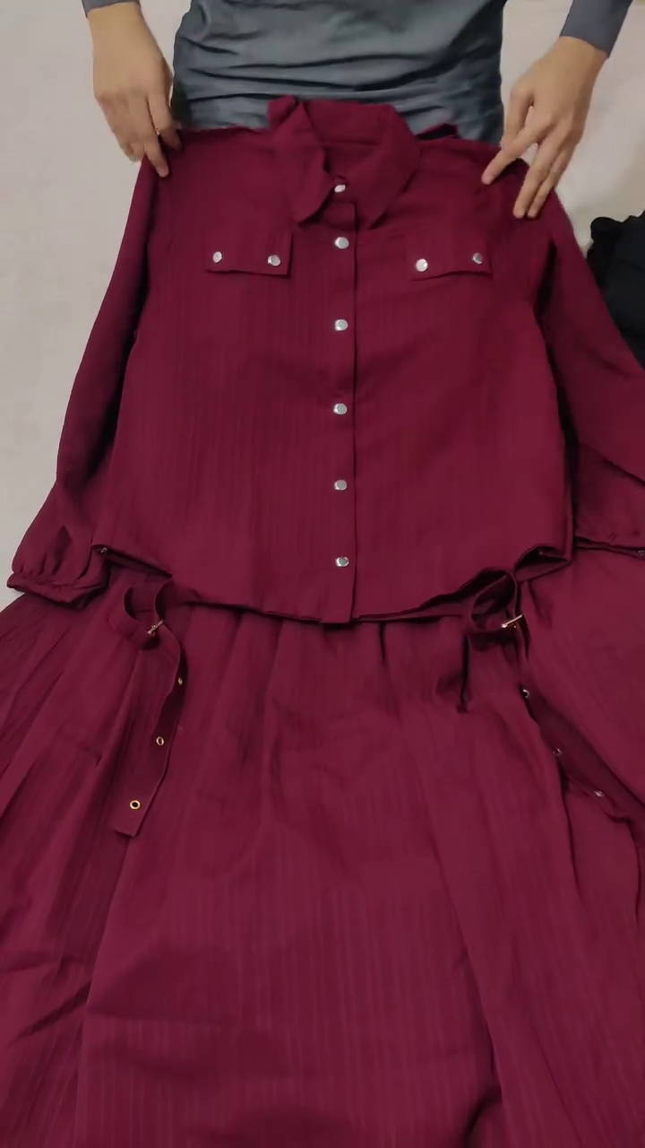 Rich Maroon Co-Ord Skirt Set – Modern Ethnic Fusion