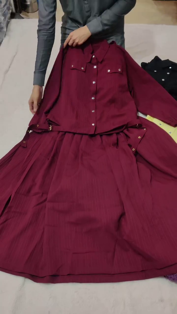 Rich Maroon Co-Ord Skirt Set – Modern Ethnic Fusion