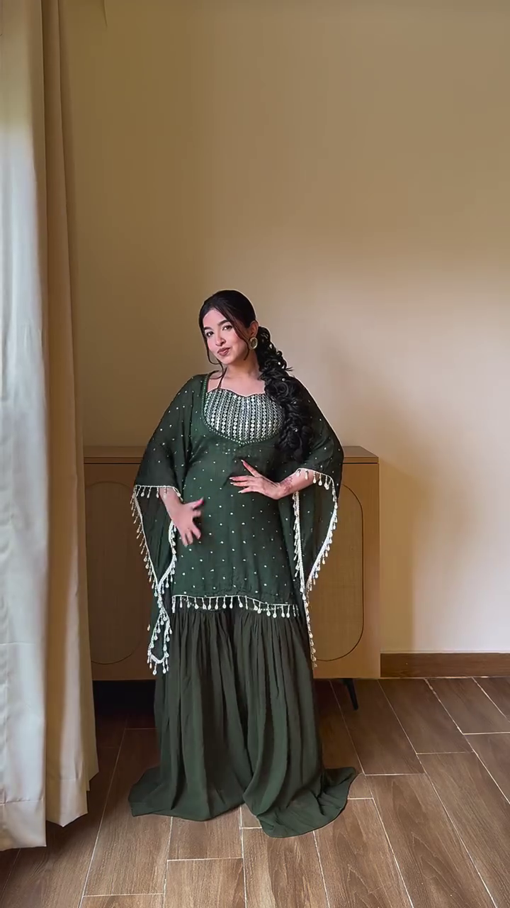Elegant Dark Green Sharara Set – Festive Royal Charm