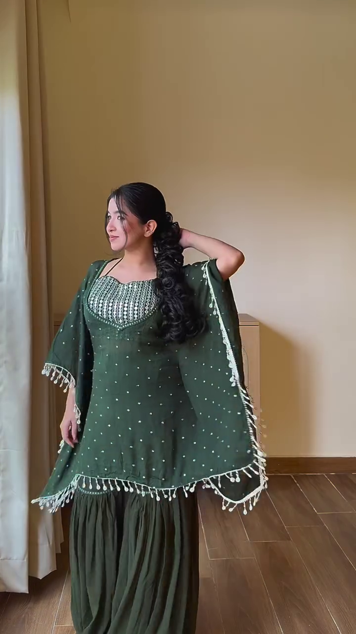 Elegant Dark Green Sharara Set – Festive Royal Charm