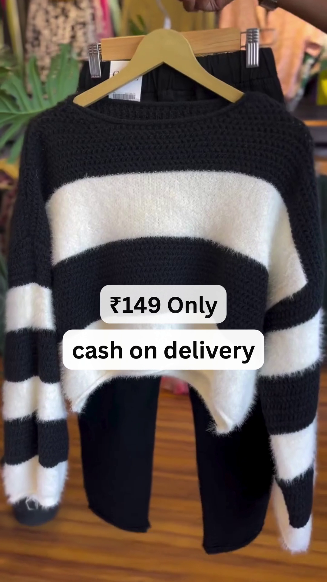 Cozy Black & White Fuzzy Sweater – Winter Steal at ₹149