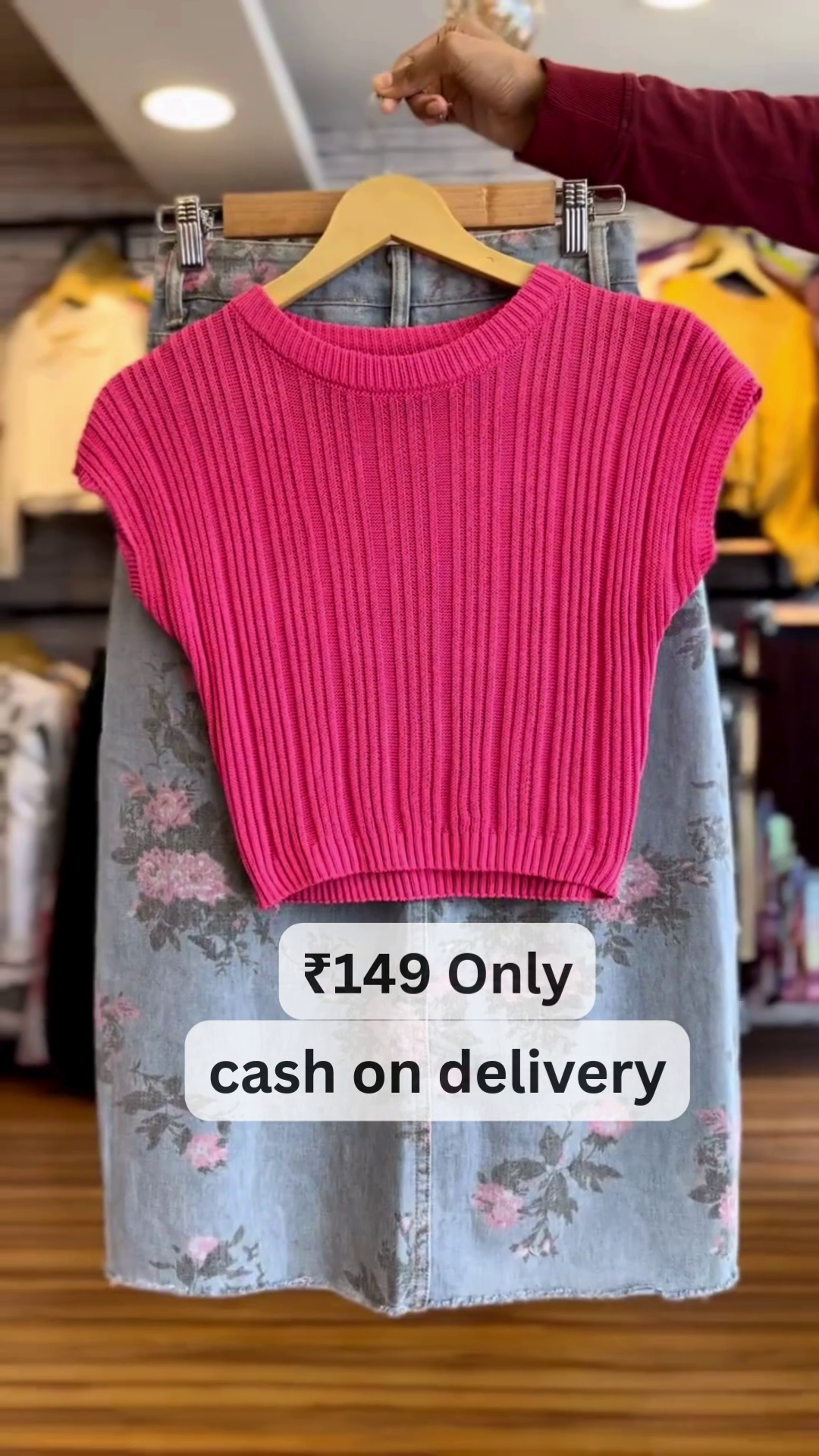 Bold Pink Ribbed Top – Cute & Trendy ₹149 Deal
