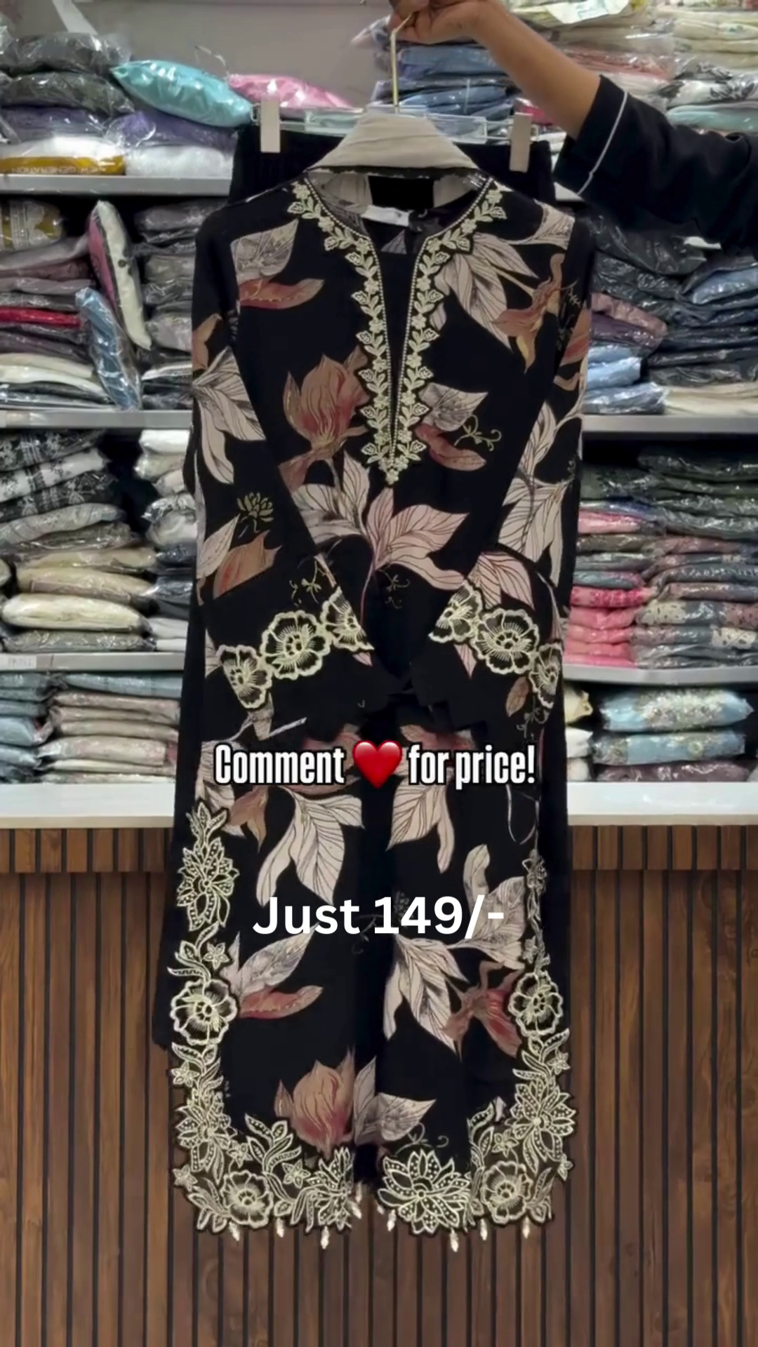 Elegant Black Floral Kurti – Festive Style ₹149