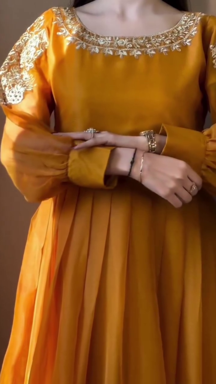 Regal Mustard Anarkali with Embellished Waist Belt