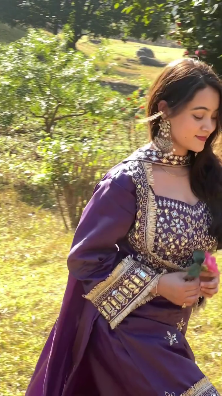 Royal Purple Mirror-Work Festive Ensemble