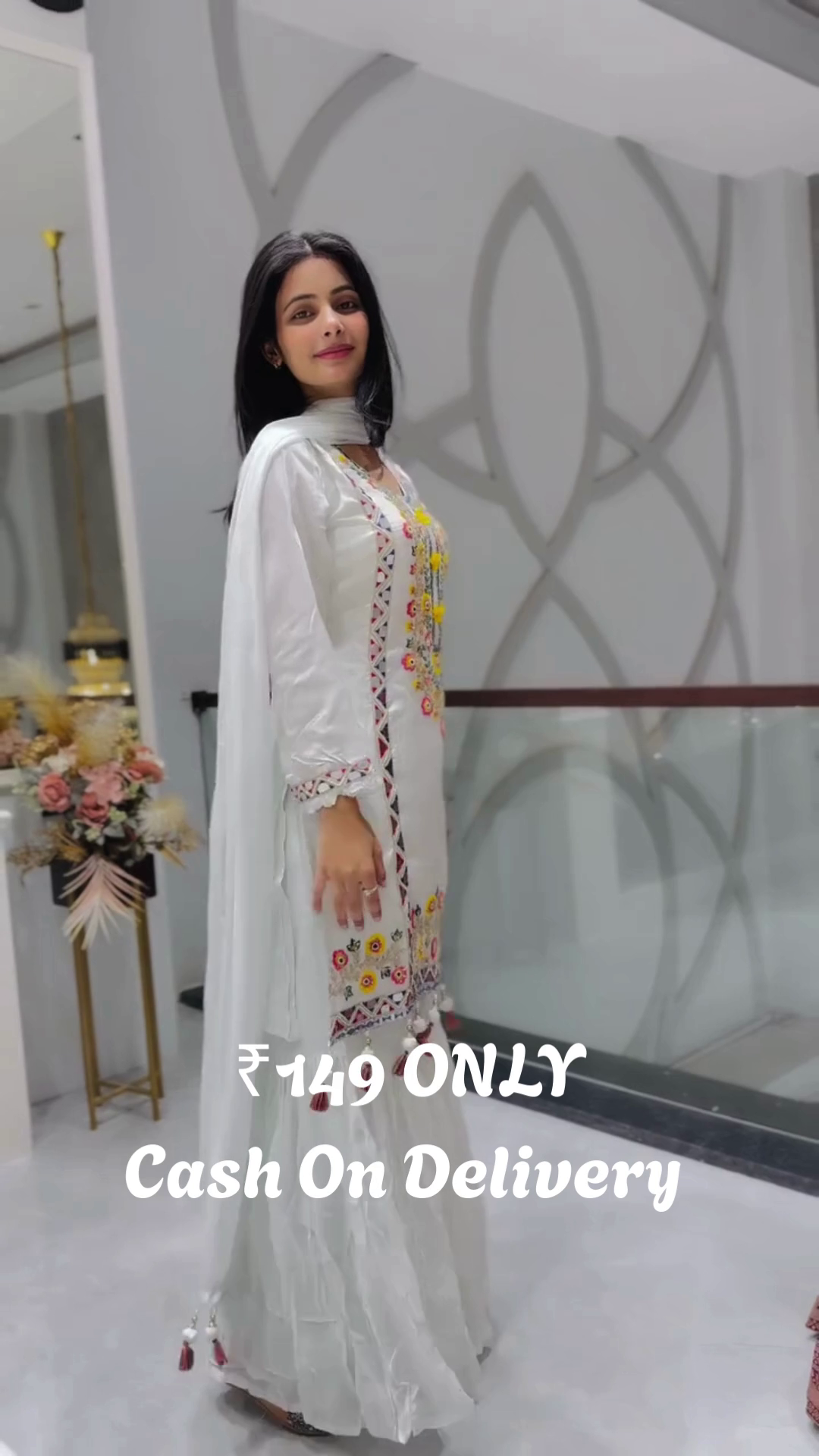 Elegant White Embroidered Sharara Set – Grace in Pure Simplicity
