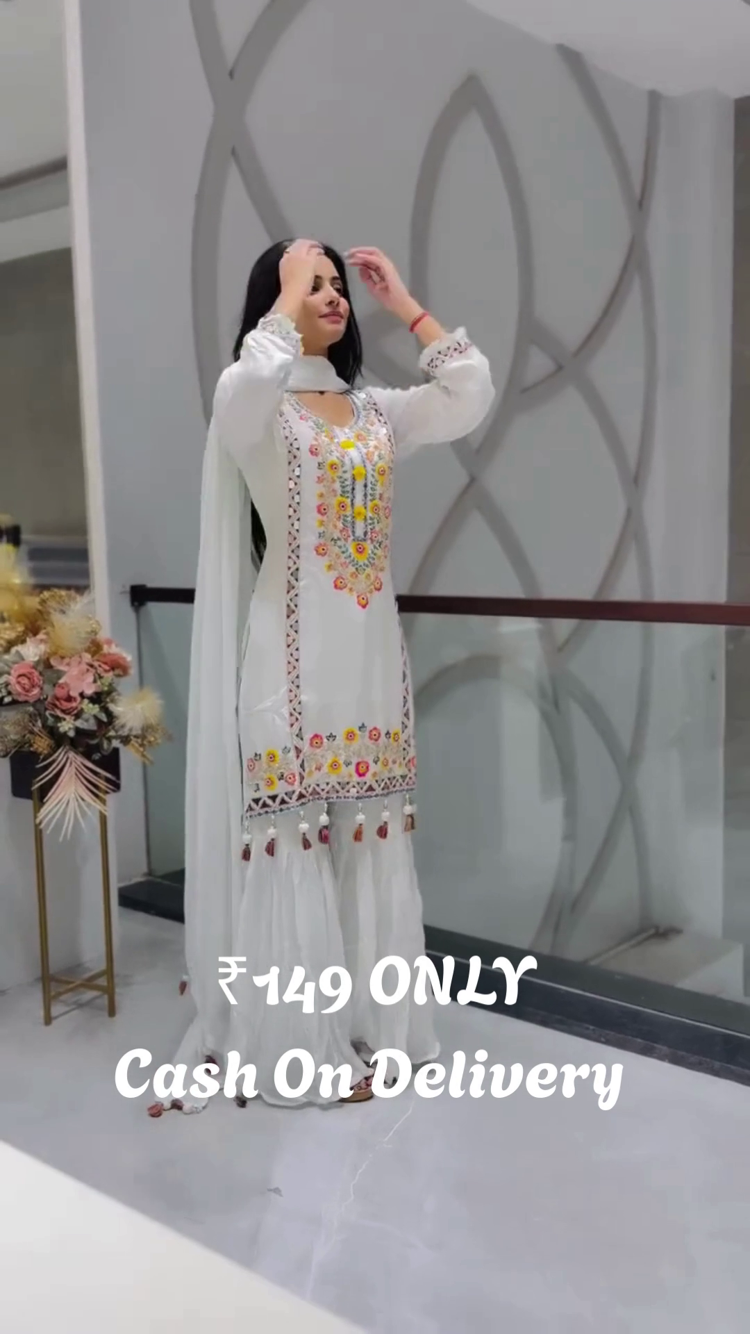 Elegant White Embroidered Sharara Set – Grace in Pure Simplicity