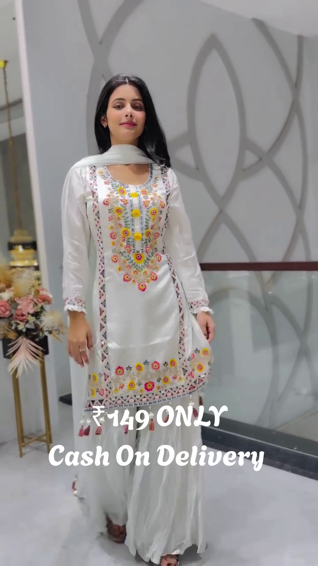 Elegant White Embroidered Sharara Set – Grace in Pure Simplicity
