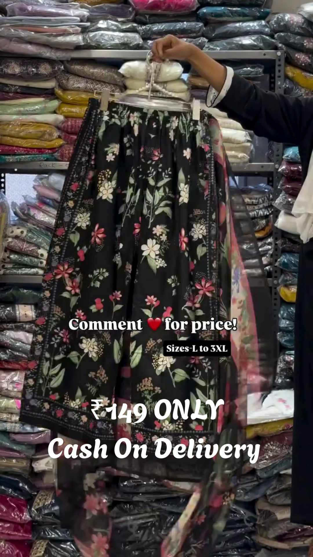 Black Floral Printed Skirt – Bold Blossoms with Everyday Versatility