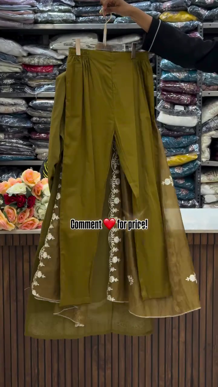 Elegant Mauve Palazzo Set with Sheer Embroidered Overlay