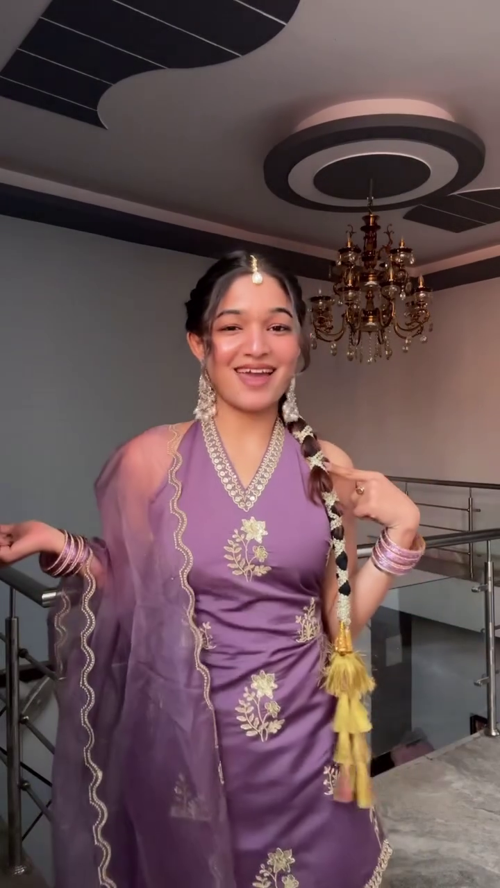 Graceful Lavender Anarkali with Golden Embellishments