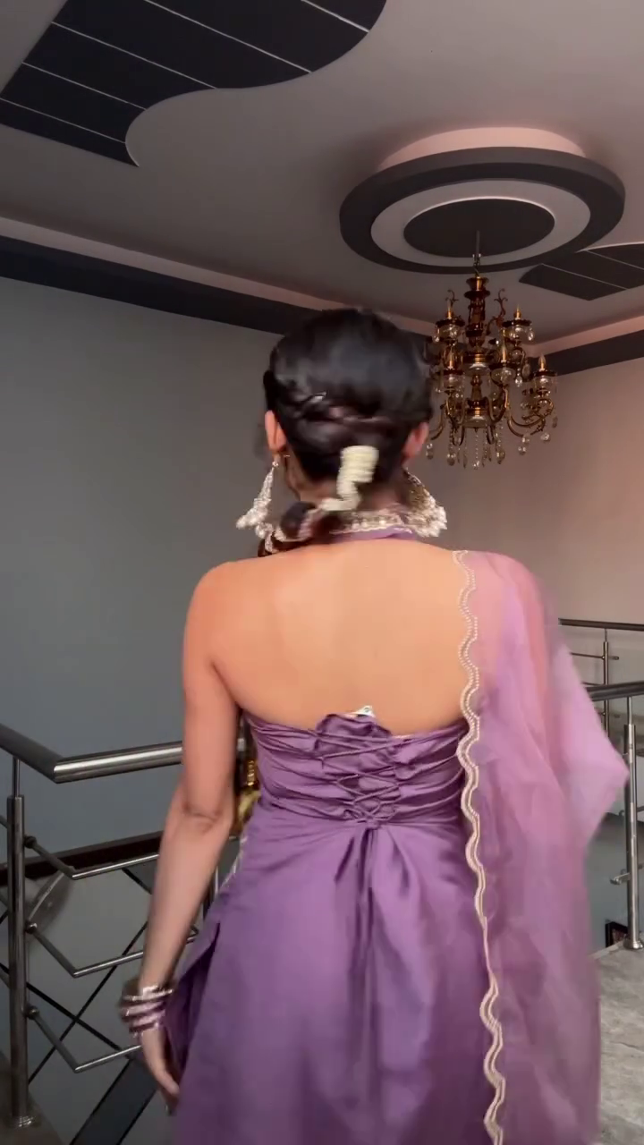 Graceful Lavender Anarkali with Golden Embellishments