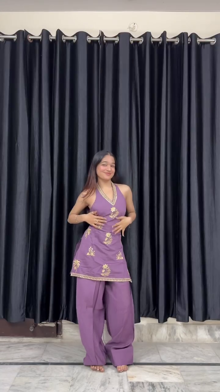 Vibrant Fuchsia Anarkali Set with Golden Border Detailing