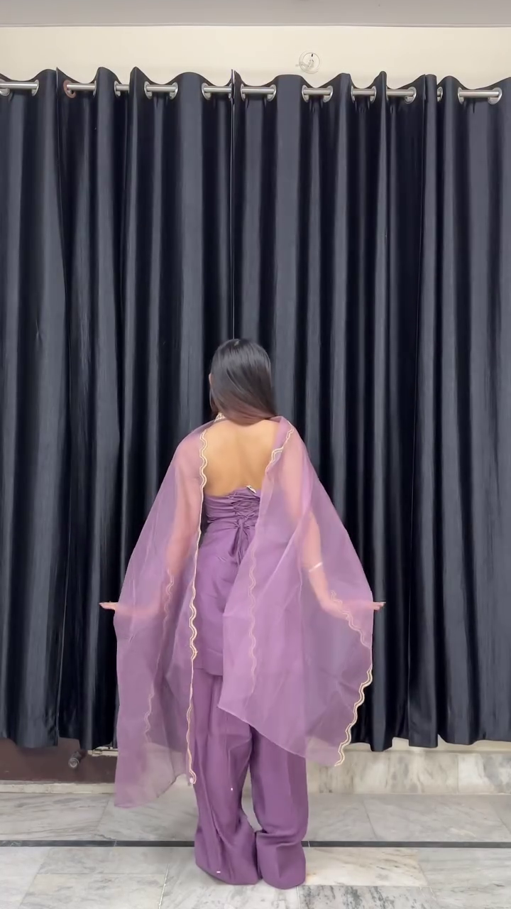 Vibrant Fuchsia Anarkali Set with Golden Border Detailing