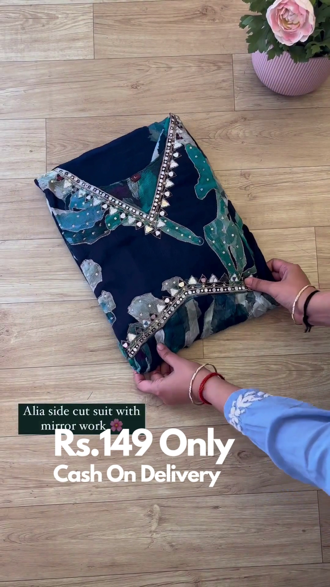 Alia Side Cut Suit with Mirror Work – Elegant Style at Rs.149 Only