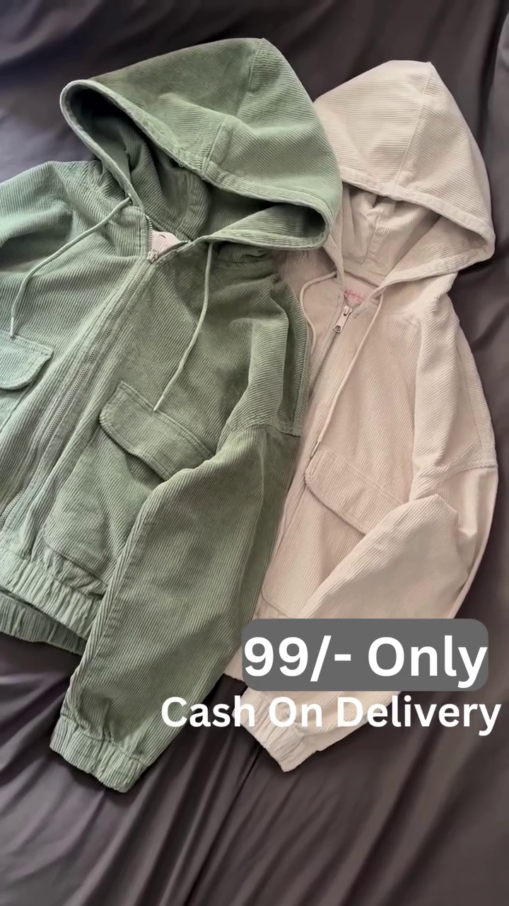 Corduroy Zip Hoodie – Trendy Winter Essential at Just 99/-