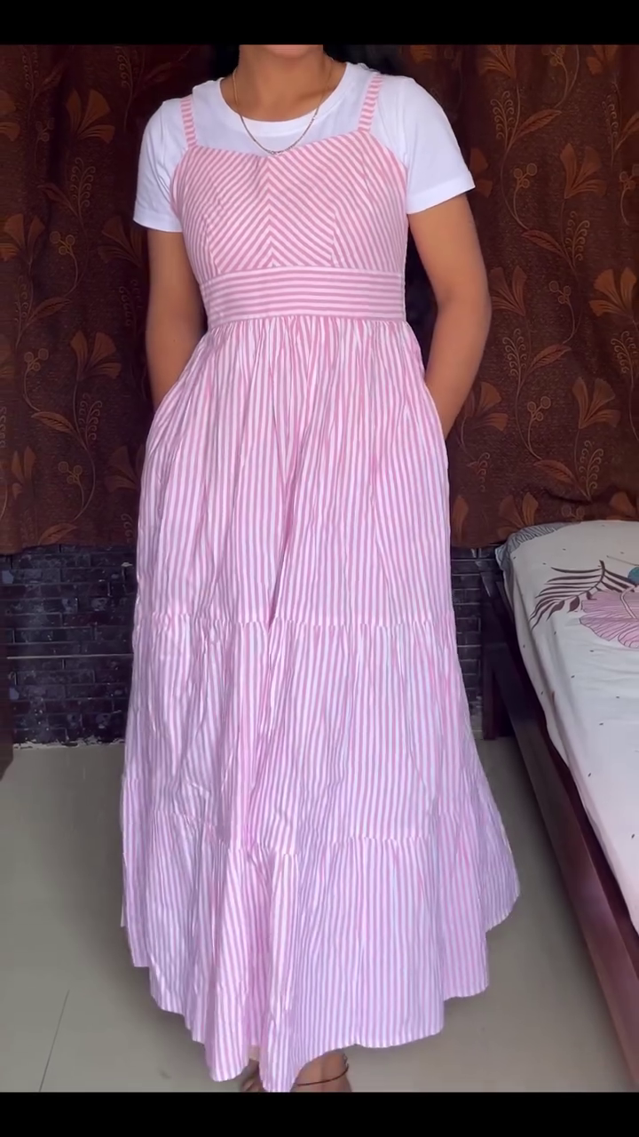 Adorable Pink Striped Casual Dress – Sweet & Comfortable Style