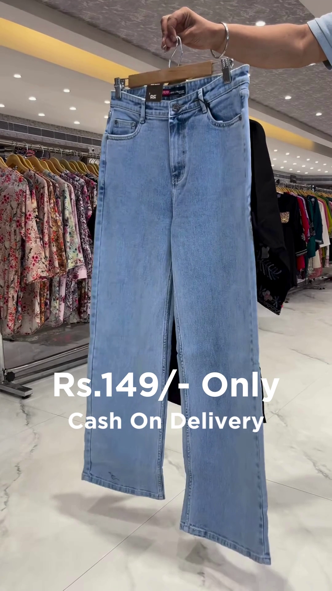 Stylish Black Embroidered Kurti with Denim Combo