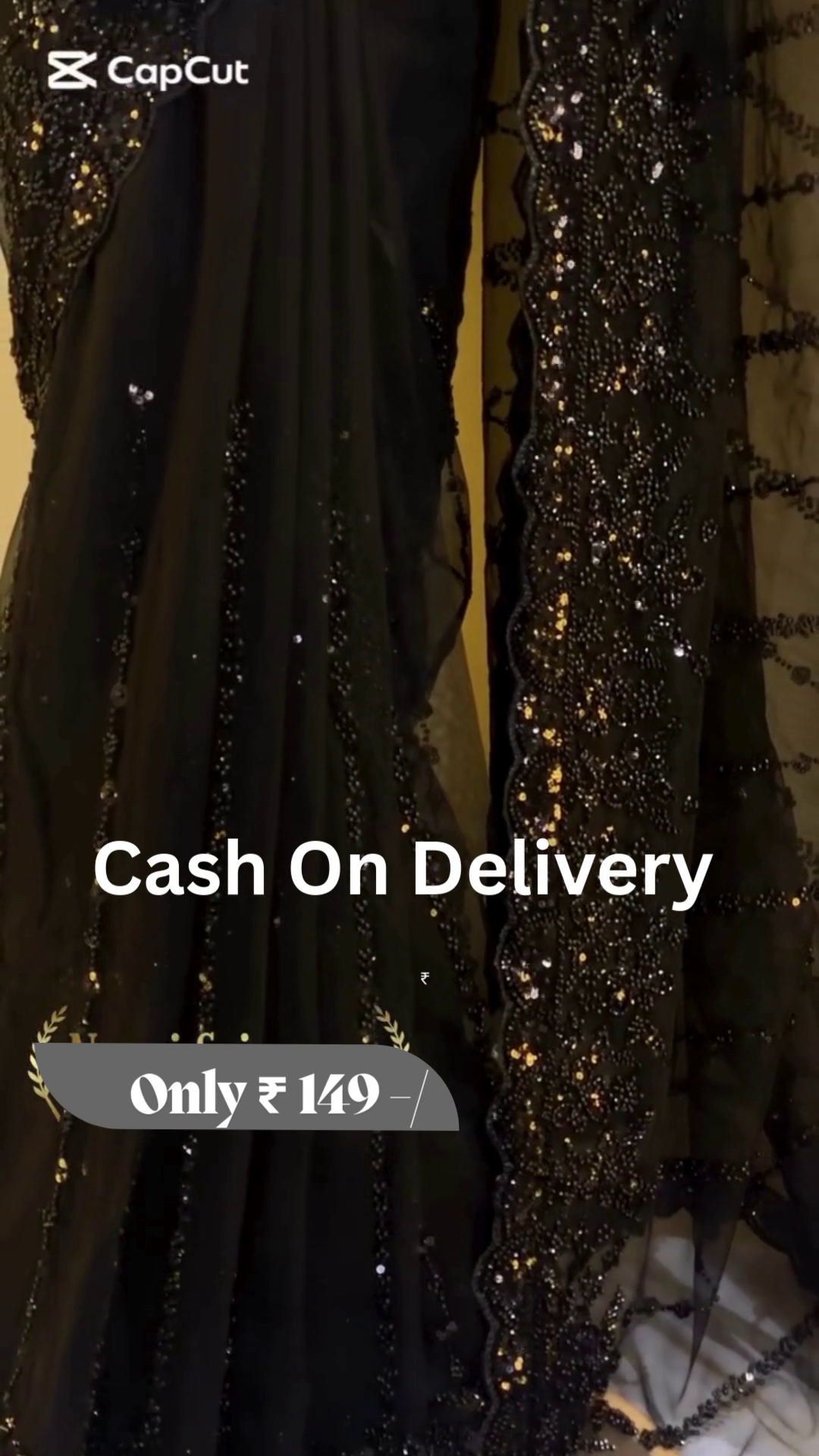 Elegant Black Party Wear Saree with Beaded Embroidery