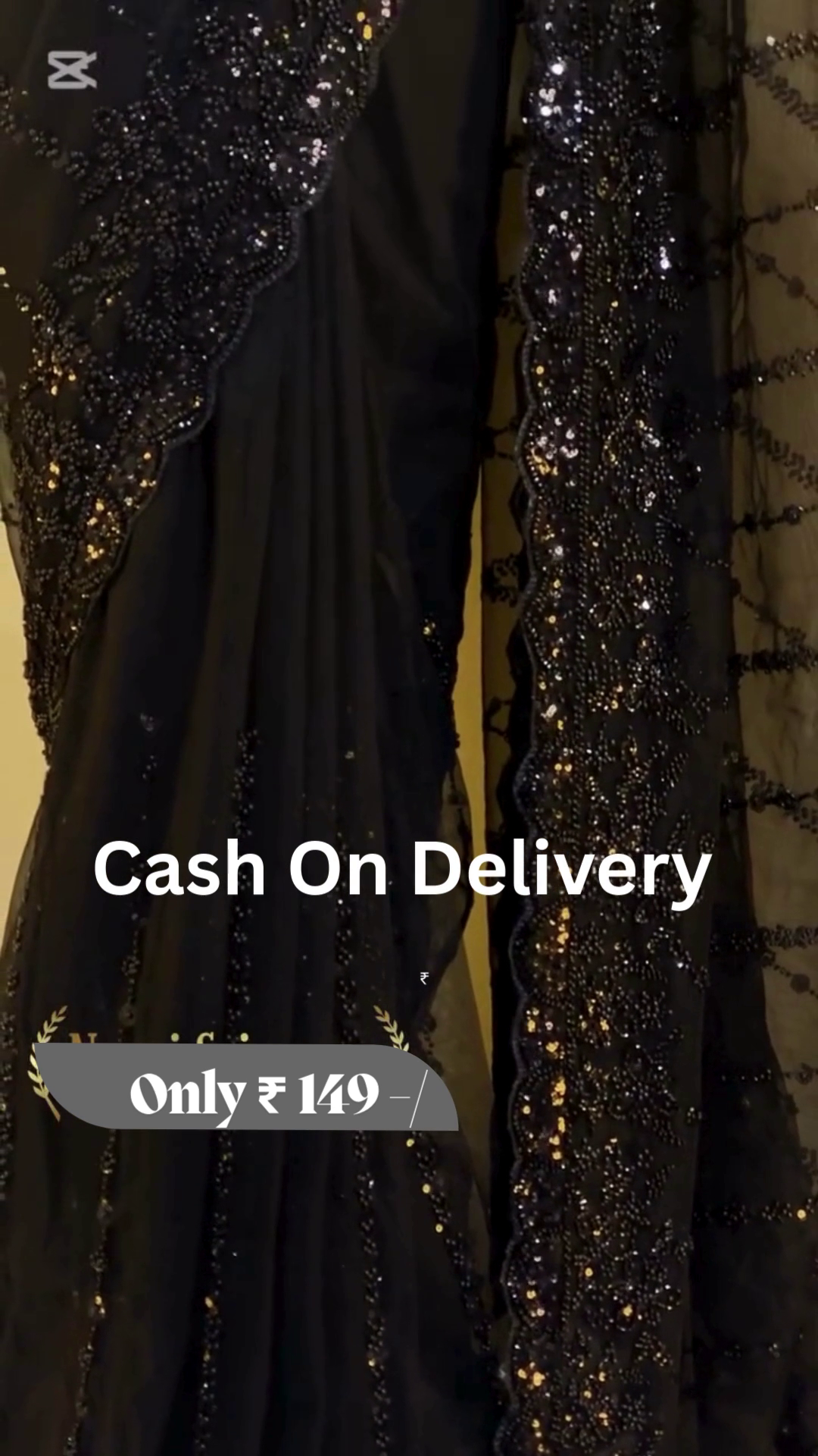 Elegant Black Party Wear Saree with Beaded Embroidery