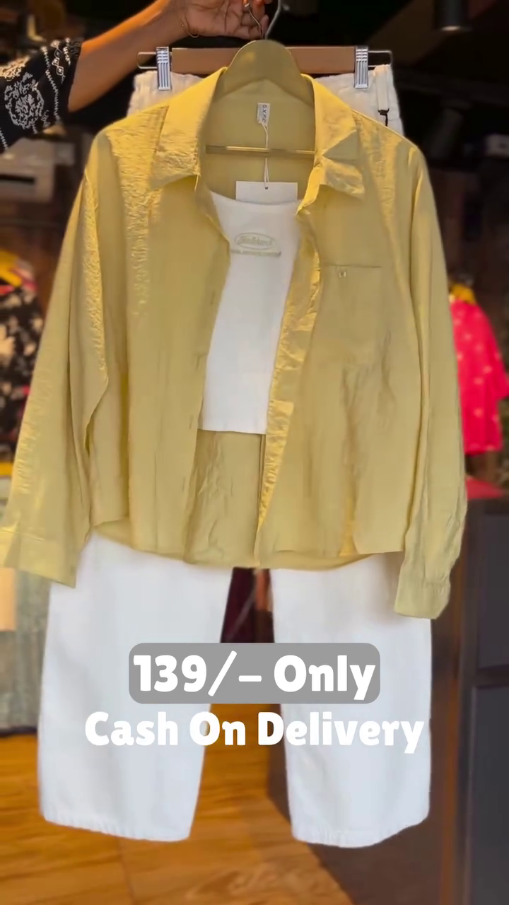 Elegant Yellow Casual Shirt with White Pants Combo