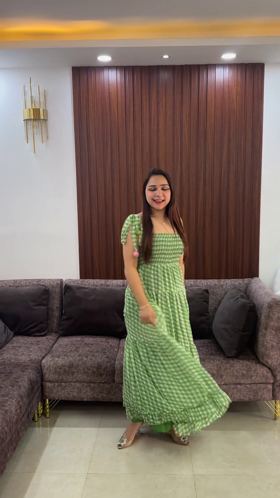 Green Gingham Maxi Dress – Fresh Summer Look