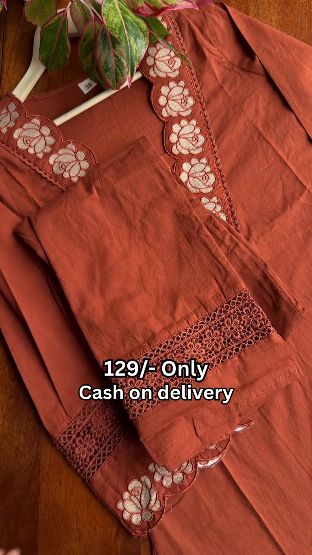 Stylish Rust Brown Kurta Set – Elegant Embroidery & Comfort
