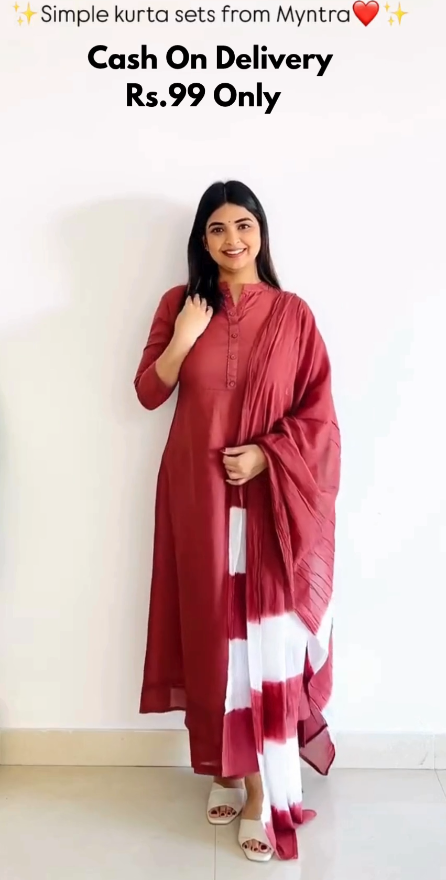Simple Red Kurta Set