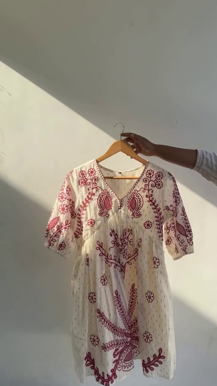 ✨ Elegant Ivory Embroidered Dress – Soft & Graceful Look