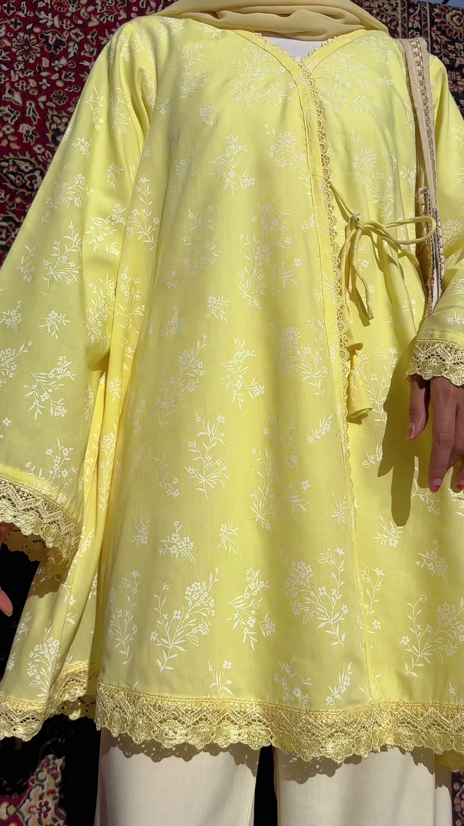 🌼 Soft Sunshine Look – Yellow Floral Kurta Set