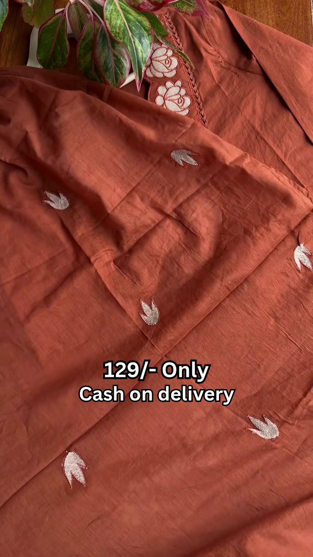 Elegant Rust Embroidered Kurta Set