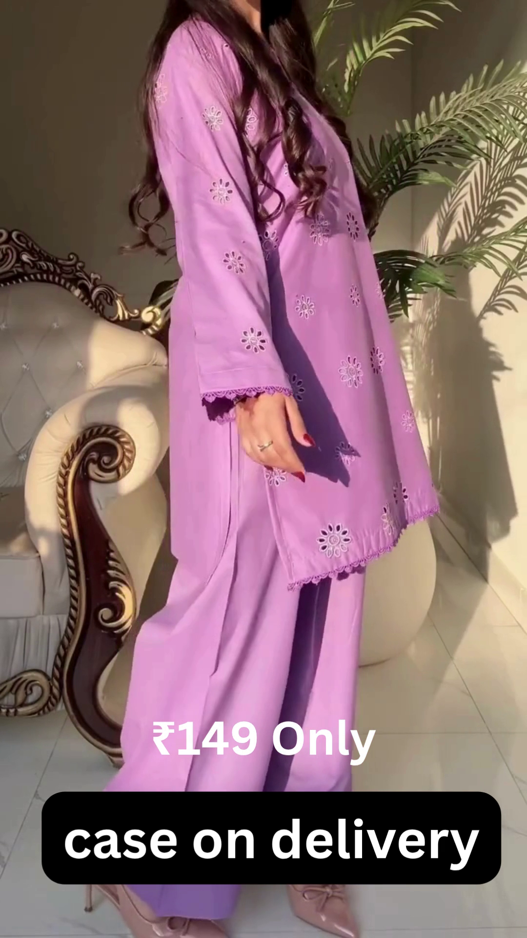 Chic Lavender Set – Modern Cutwork Style at ₹149