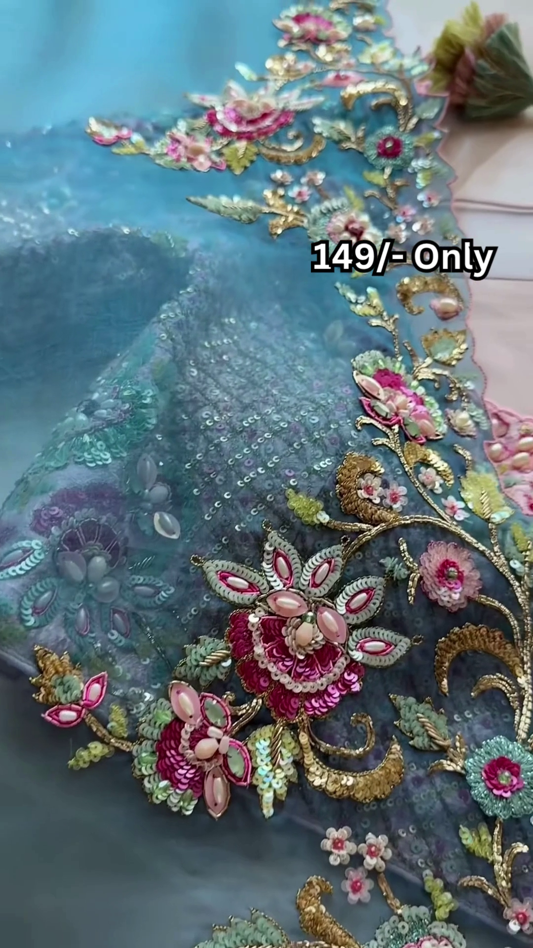 Luxury Look on Budget – Designer Blue Embroidered Saree