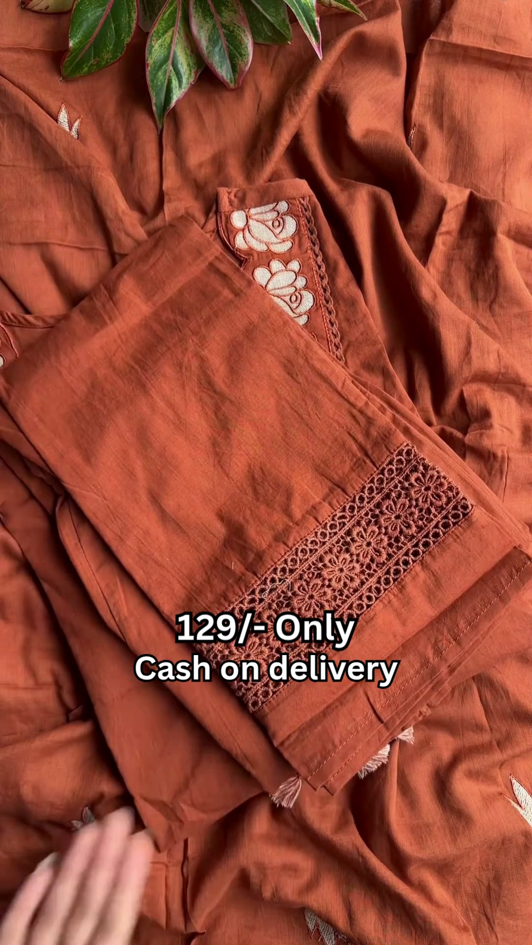 Stylish Rust Orange Kurti Set with Traditional Embroidery and Tassel Detailing