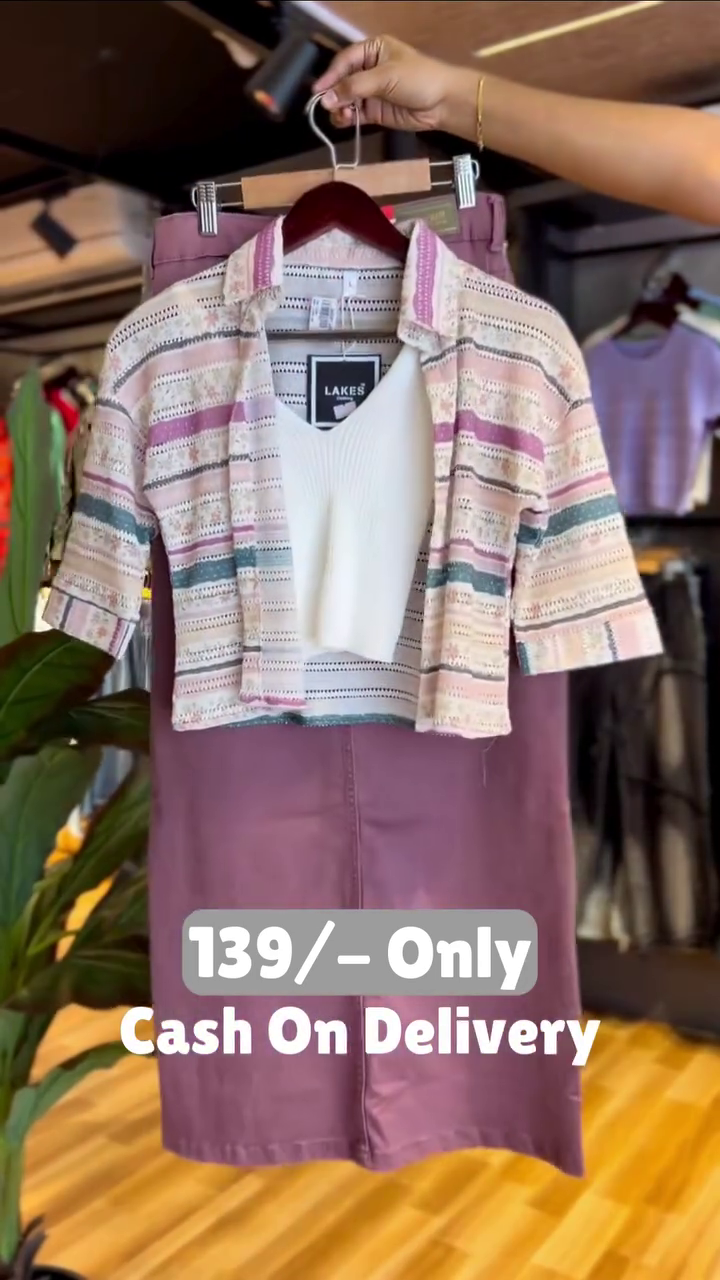 Trendy Pastel Crop Shirt Co-ord Set – Cute & Chic