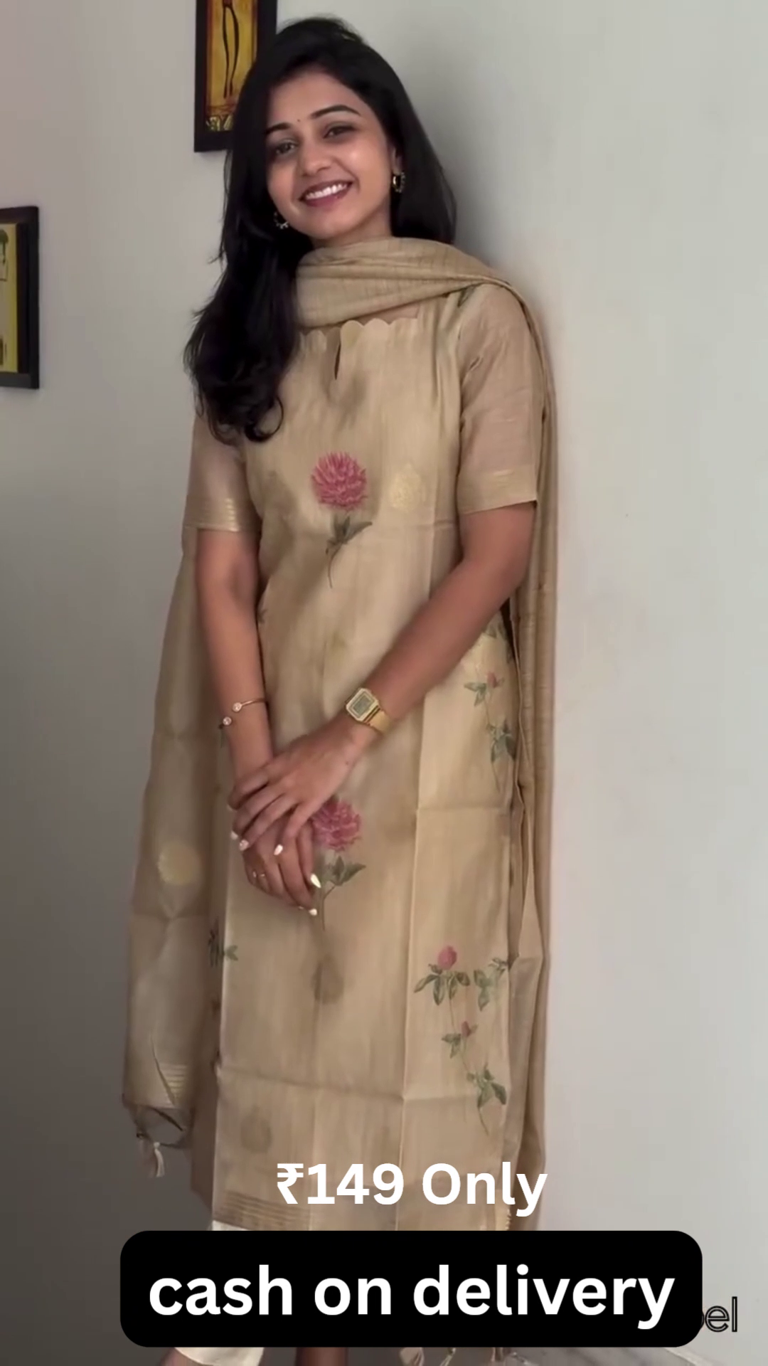 Soft Beige Floral Kurta Set – Subtle, Classy & Affordable!