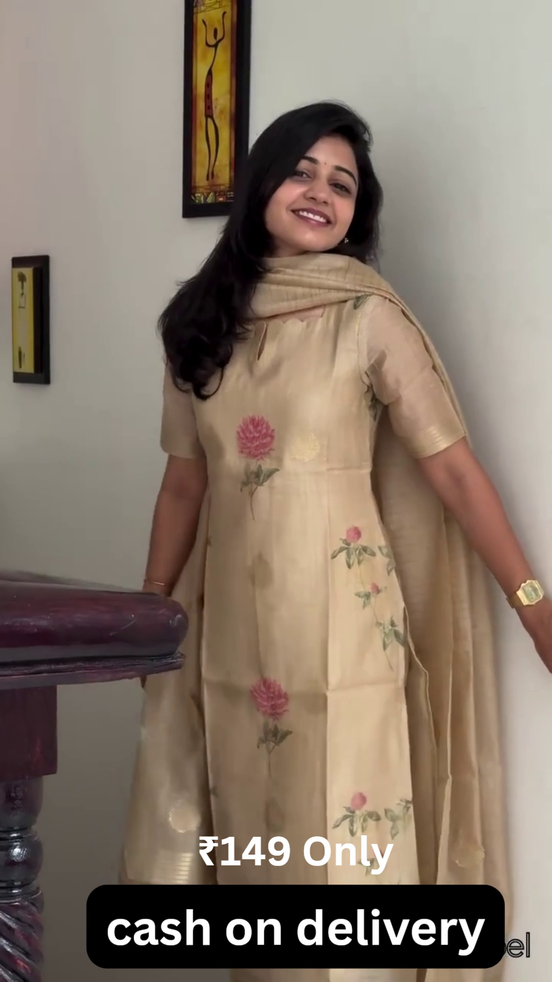 Soft Beige Floral Kurta Set – Subtle, Classy & Affordable!
