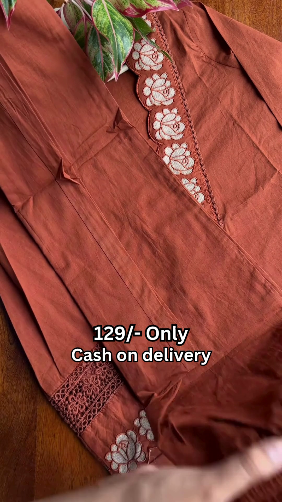 Rust Embroidered Kurta Set – Simple Yet Graceful