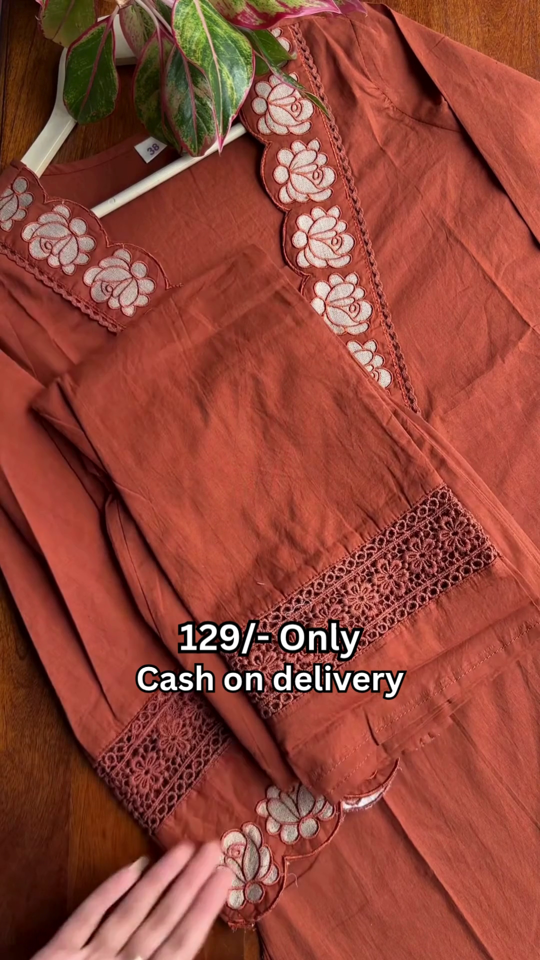 Rust Embroidered Kurta Set – Simple Yet Graceful