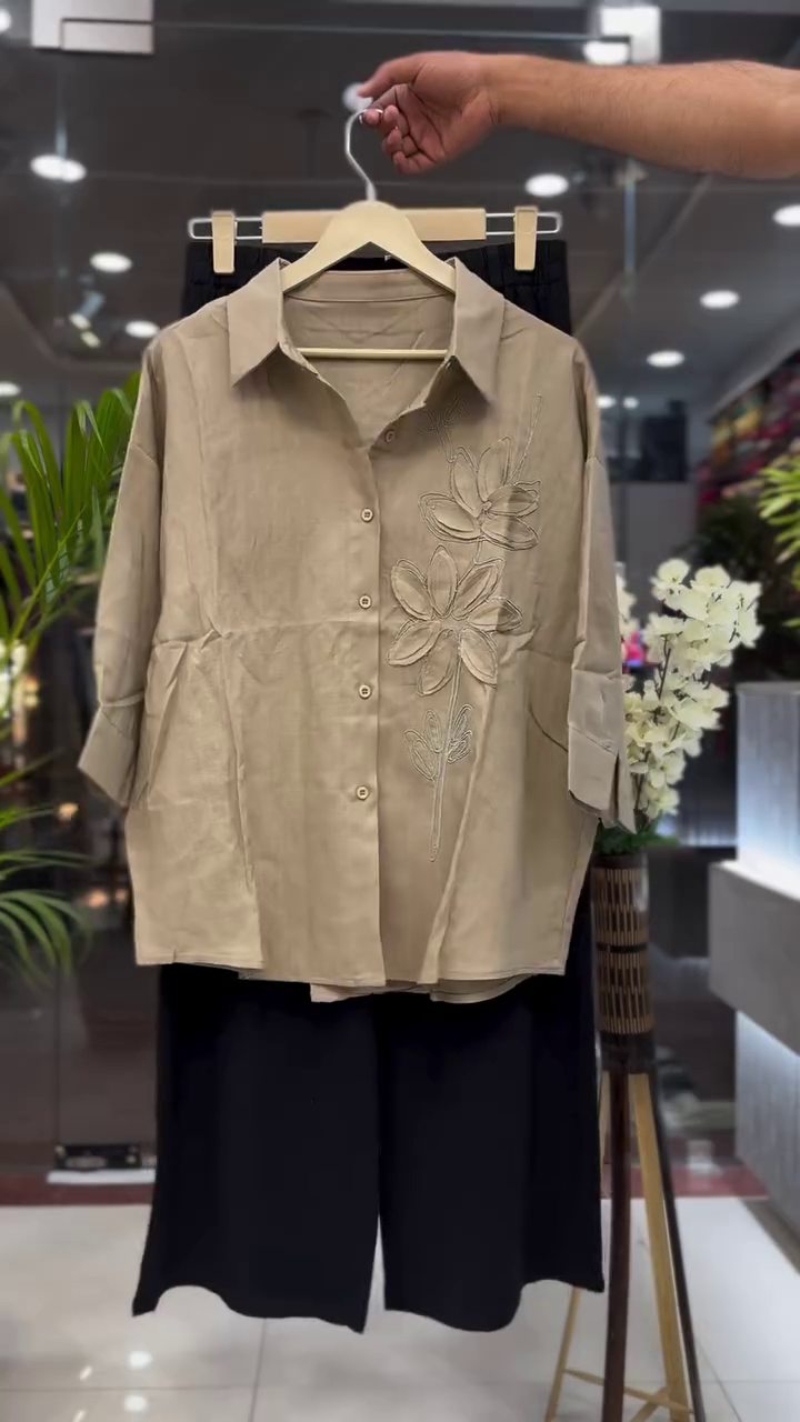 Beige Embroidered Co-ord Set – Minimal Elegance Meets Everyday Chic